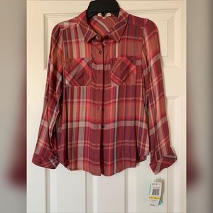 Girls Button Up Plaid Long Sleeve Shirt